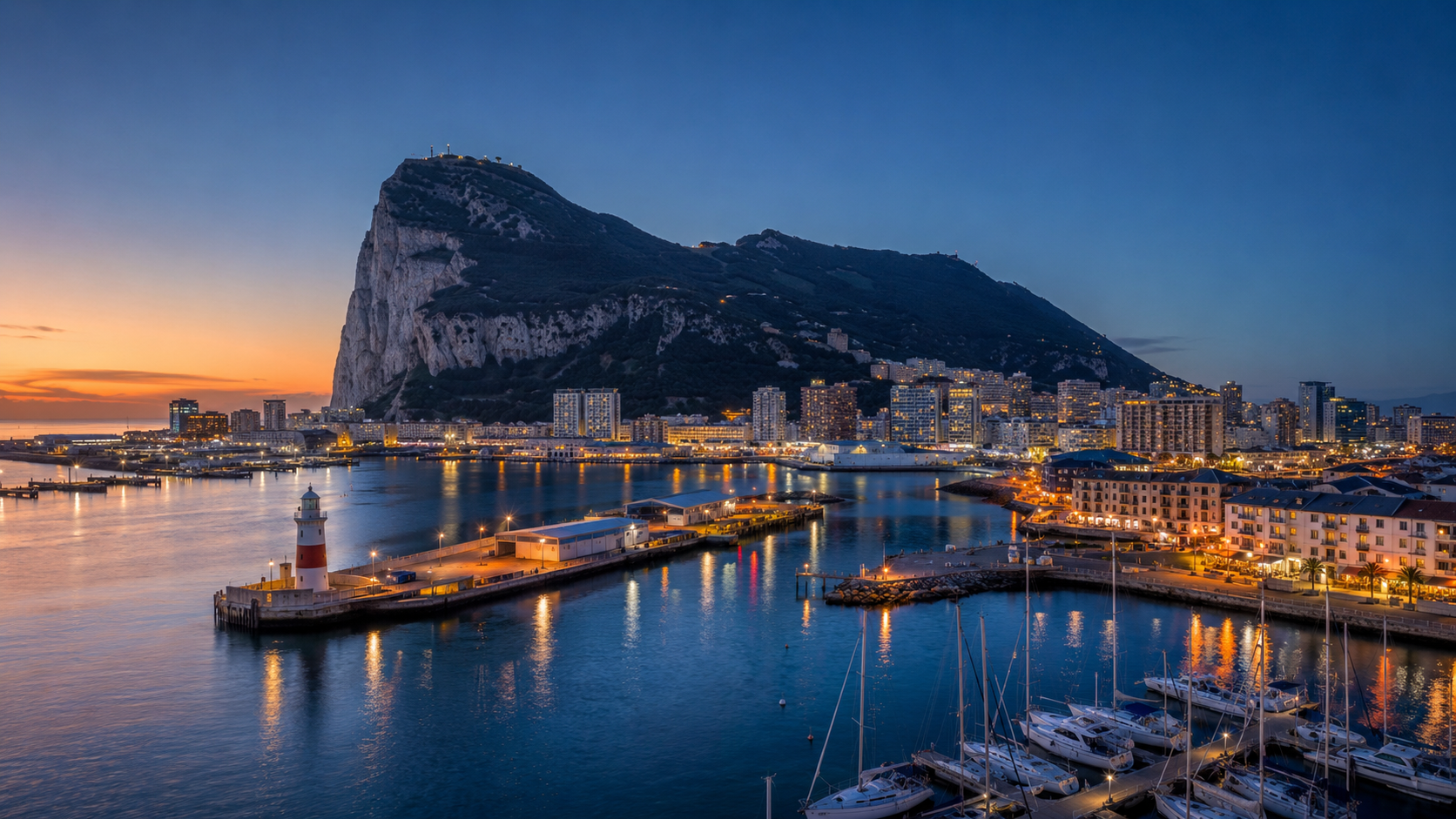 Gibraltar residential accommodation and harbour skyline