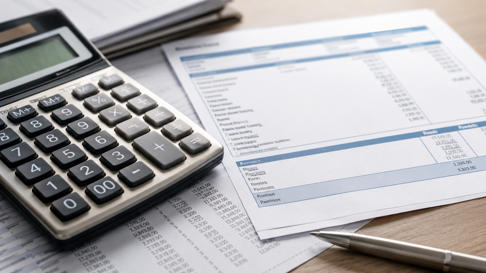 Hero image — payslip, calculator or office desk