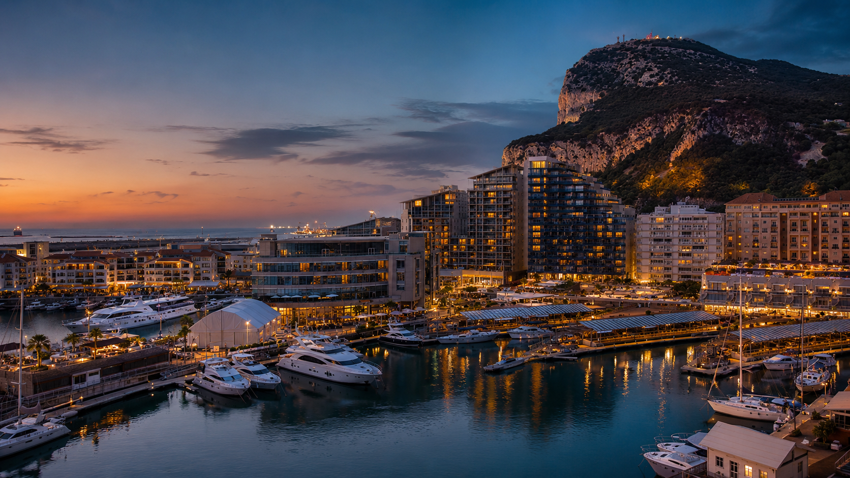Hero image — Gibraltar marina or private banking district
