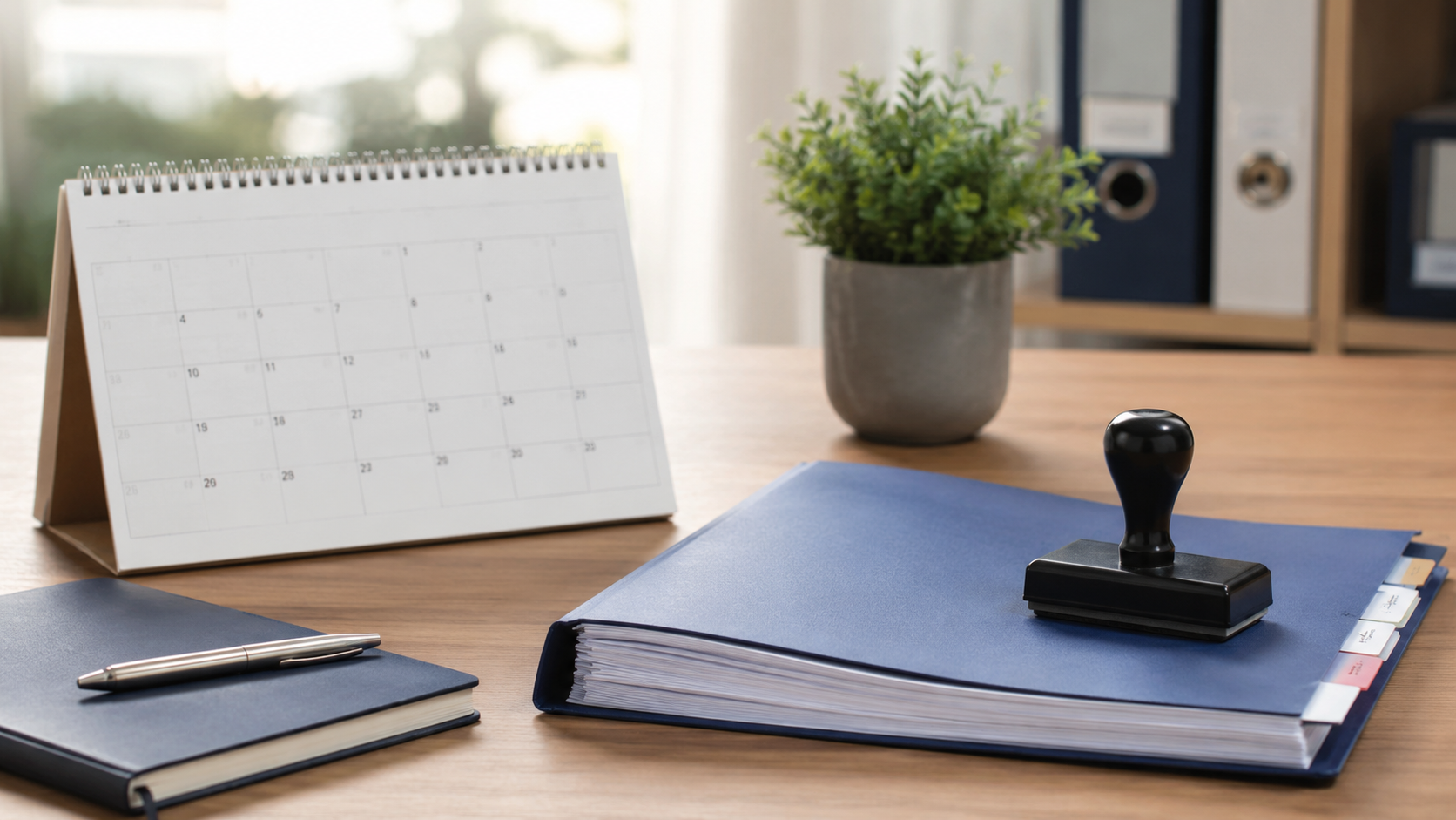 Hero image — calendar, renewal stamp or DIHA office